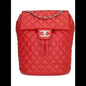 Chanel  Backpack Red Lambskin WITH ORG RECEIPT